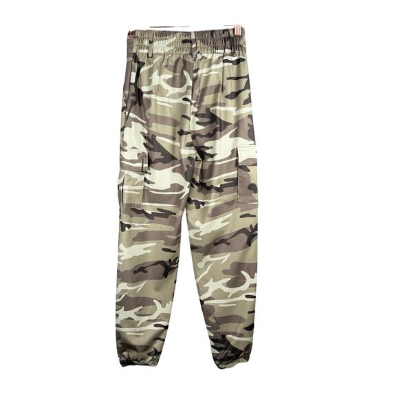 Chic Me Pants Juniors Small Mint Green Gray Camo Satin Cargo Drawstring Jogger - Picture 4 of 6